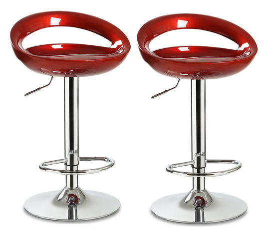 2 x Envy High Gloss Designer Bar Stools (Deep Red - Set of 2)