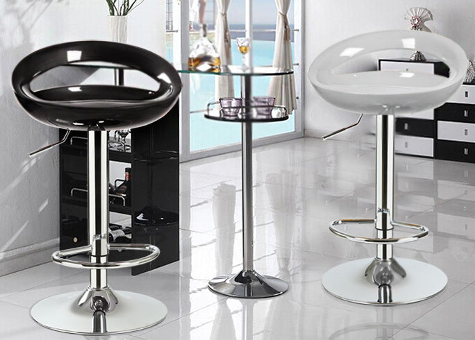 2 x Envy High Gloss Designer Bar Stools (WHITE - Set of 2)