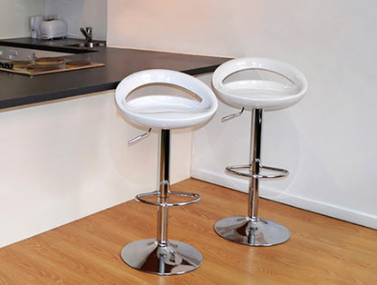 2 x Envy High Gloss Designer Bar Stools (WHITE - Set of 2)