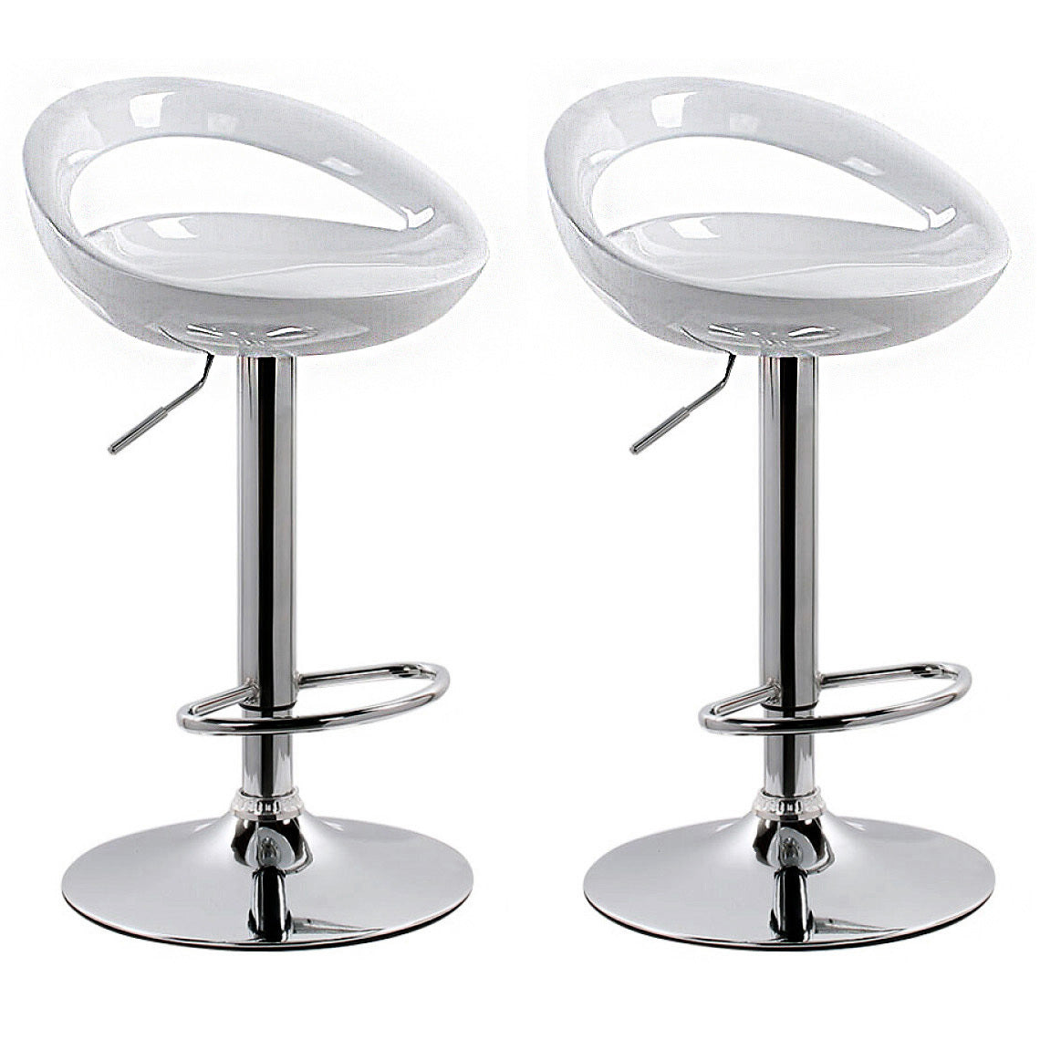 2 x Envy High Gloss Designer Bar Stools (WHITE - Set of 2)