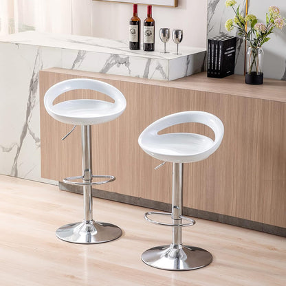 2 x Envy High Gloss Designer Bar Stools (WHITE - Set of 2)