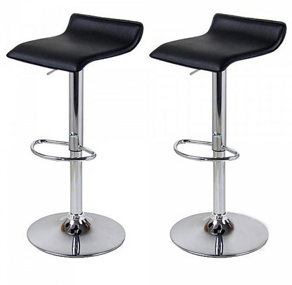 2 x Contemporary PU Leather Kitchen Bar Stools (BLACK -Set of 2)