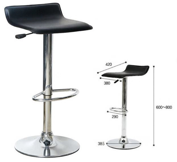 2 x Contemporary PU Leather Kitchen Bar Stools (BLACK -Set of 2)