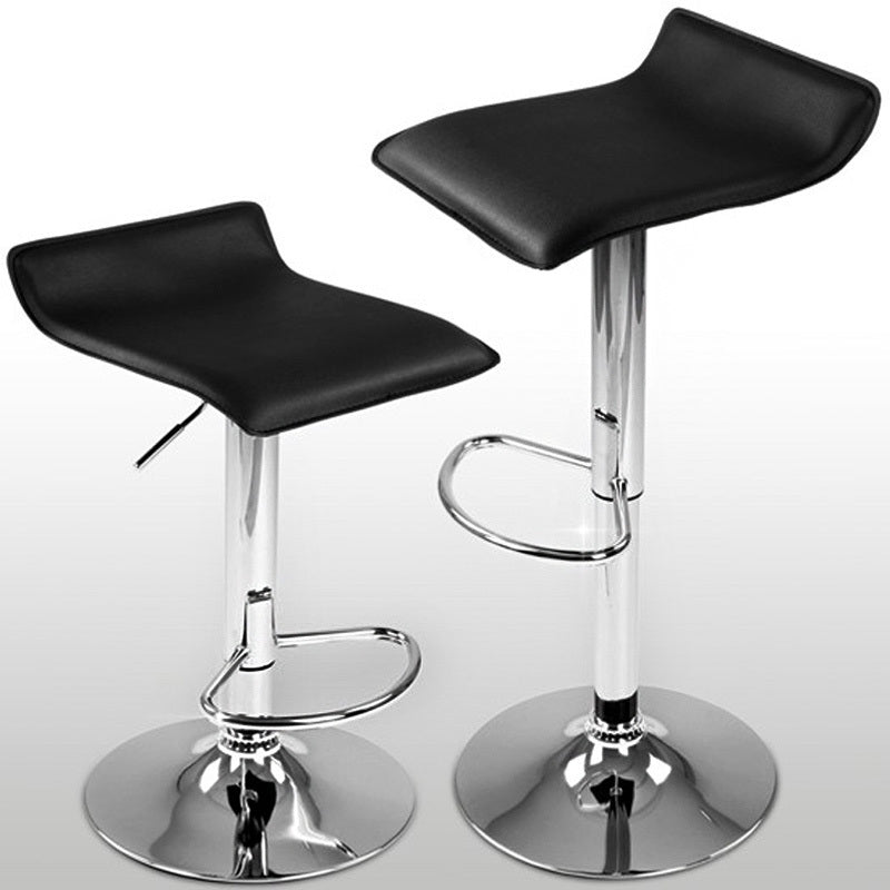 2 x Contemporary PU Leather Kitchen Bar Stools (BLACK -Set of 2)