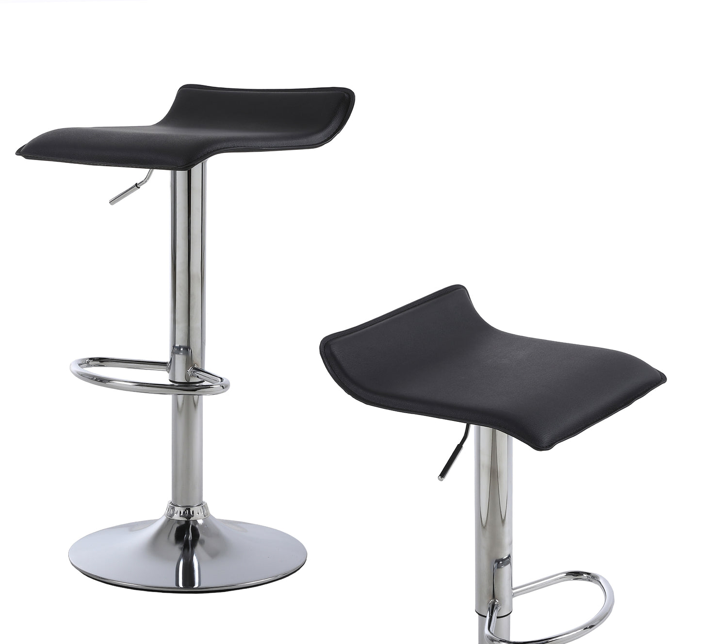 2 x Contemporary PU Leather Kitchen Bar Stools (BLACK -Set of 2)