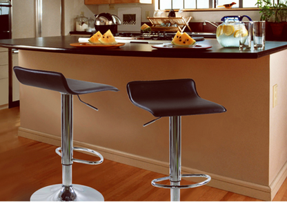 2 x Contemporary PU Leather Kitchen Bar Stools (Chocolate -Set of 2)