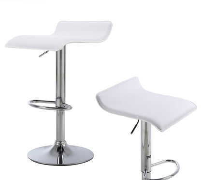 2 x Contemporary PU Leather Kitchen Bar Stools (WHITE -Set of 2)