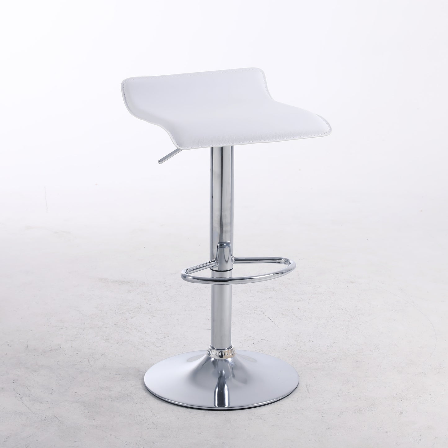 2 x Contemporary PU Leather Kitchen Bar Stools (WHITE -Set of 2)