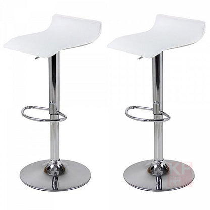 2 x Contemporary PU Leather Kitchen Bar Stools (WHITE -Set of 2)