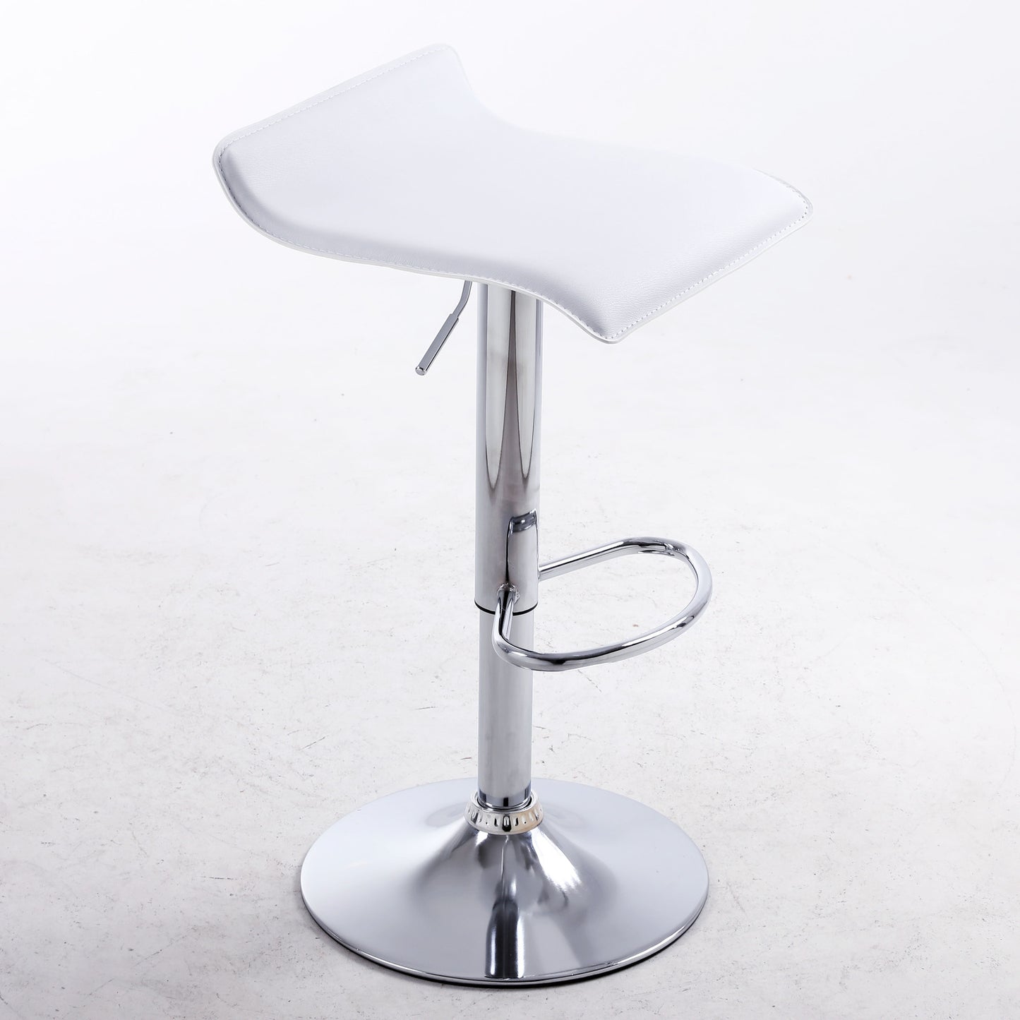 2 x Contemporary PU Leather Kitchen Bar Stools (WHITE -Set of 2)