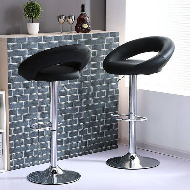 2 x  Royal Designer Bar Stools Moon Chairs (BLACK - Set of 2)