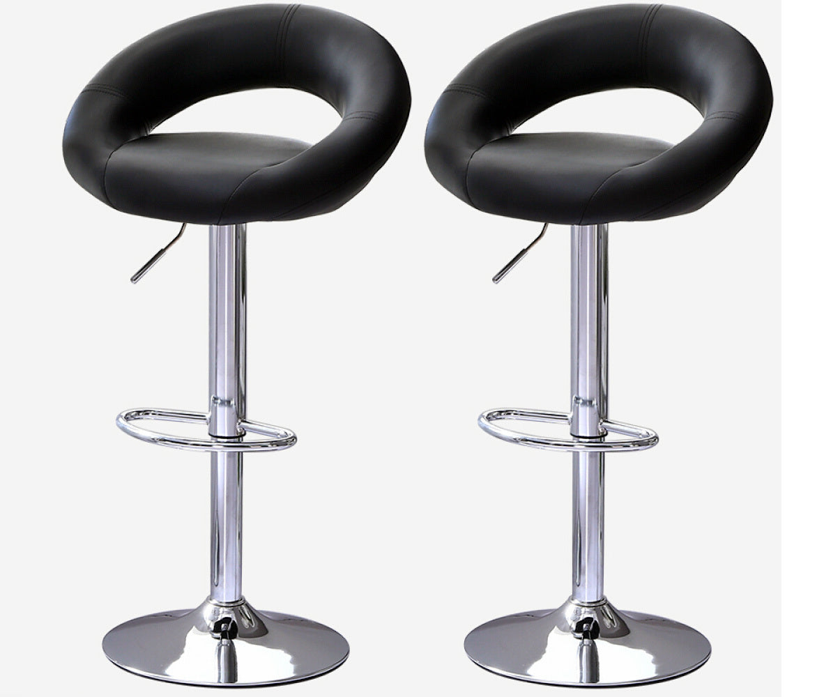 2 x  Royal Designer Bar Stools Moon Chairs (BLACK - Set of 2)