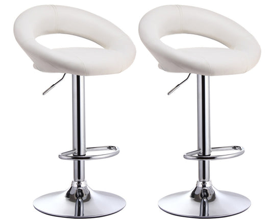 2 x  Royal Designer Bar Stools Moon Chairs (WHITE - Set of 2)