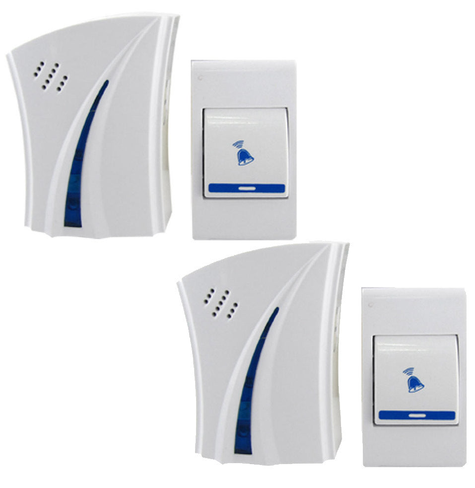 2 x Wireless Door Chime with Remote Control Welcome Alarm Doorbell System