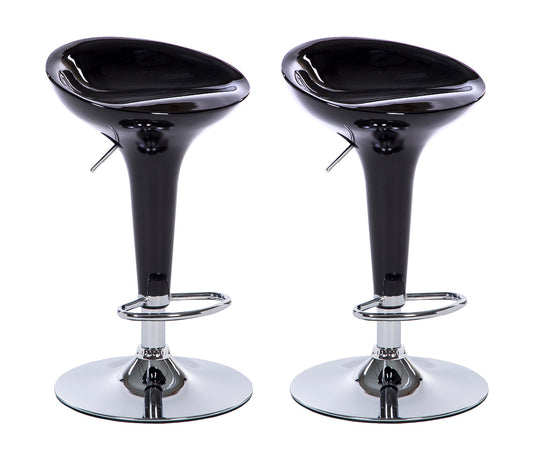 2 x  Ace High Gloss Designer Bar Stools (BLACK - Set of 2)