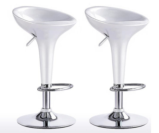 2 x  Ace High Gloss Designer Bar Stools (WHITE - Set of 2)