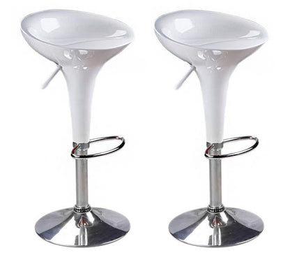 2 x  Ace High Gloss Designer Bar Stools (WHITE - Set of 2)