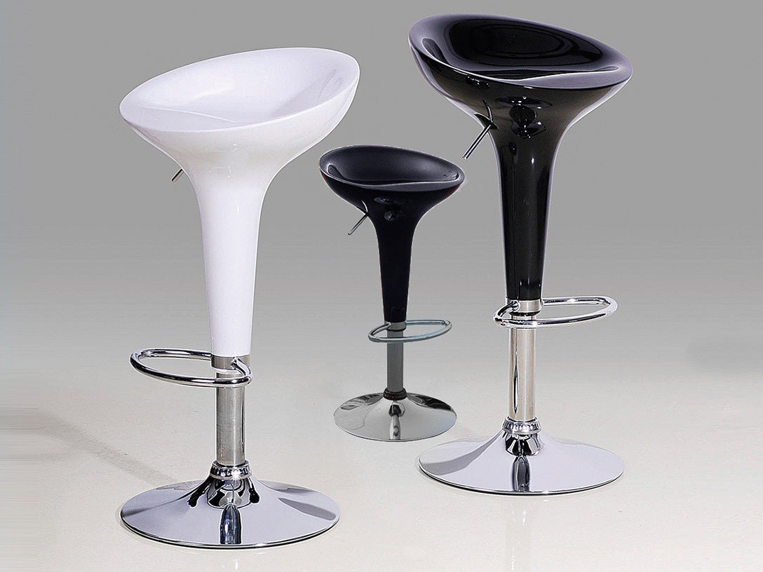 2 x  Ace High Gloss Designer Bar Stools (WHITE - Set of 2)