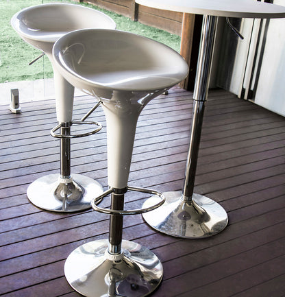 2 x  Ace High Gloss Designer Bar Stools (WHITE - Set of 2)