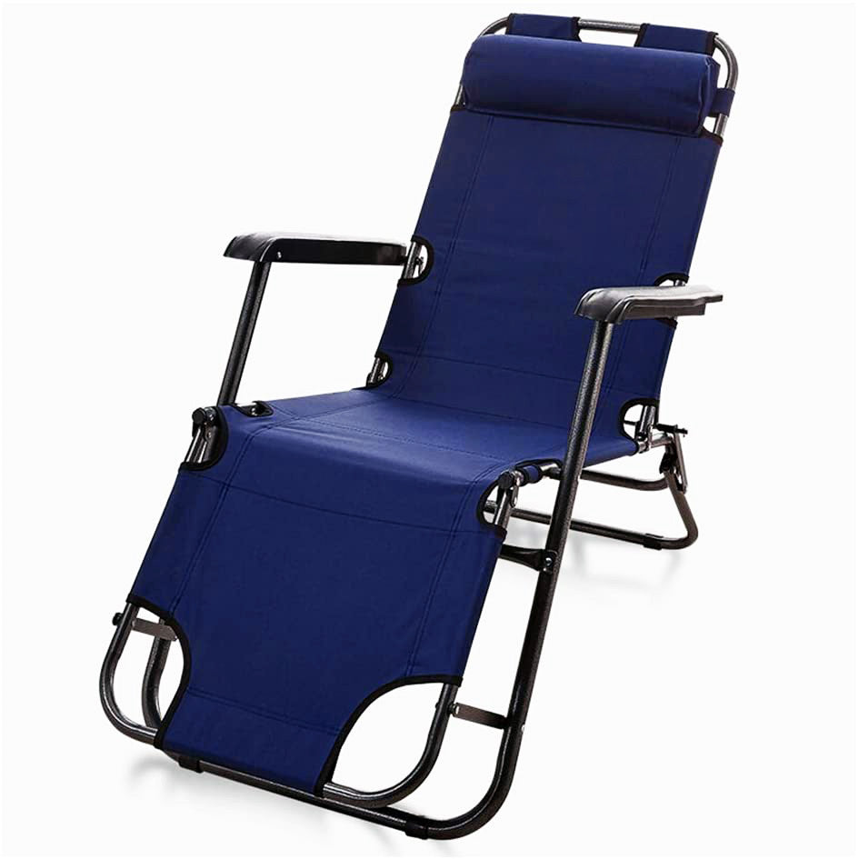 Reclining Outdoor Sun Bed Beach Deck Chair with Padded Head Rest