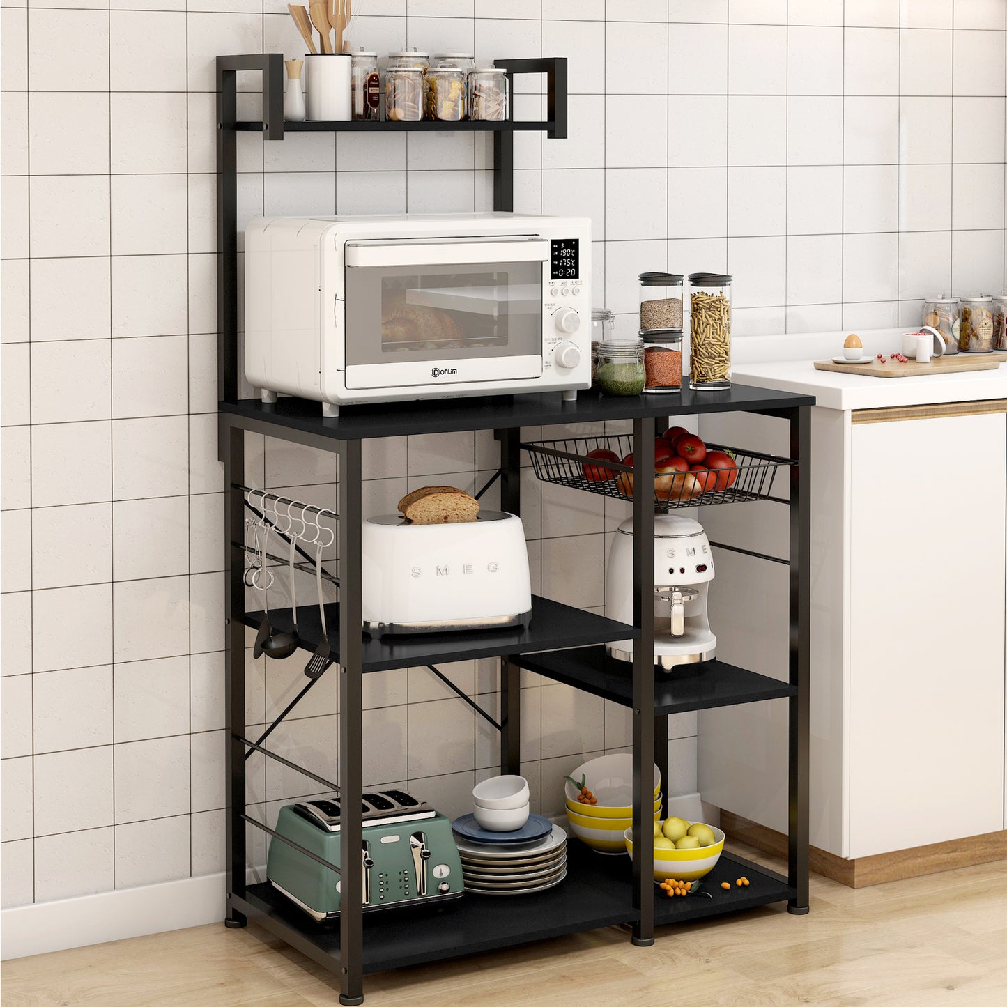 Divine Kitchen Organizer Workbench Storage Shelf (Black)