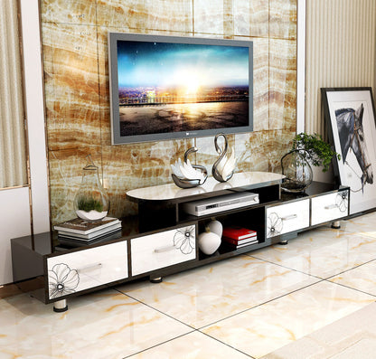 Luxe Large 4-Drawer Extendable TV Cabinet (High Gloss White & Black)