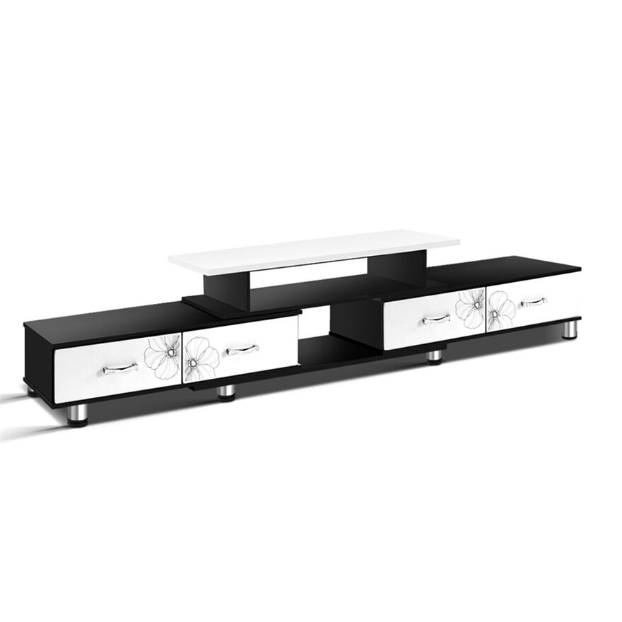 Luxe Large 4-Drawer Extendable TV Cabinet (High Gloss White & Black)