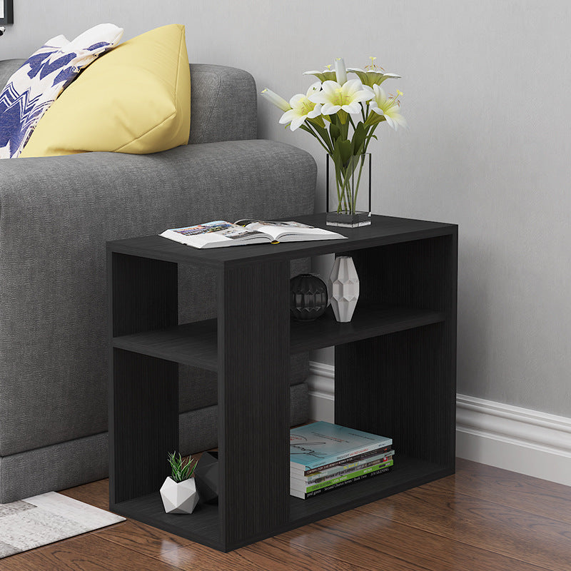 Versatile Sofa Side Table & Magazine Shelf with Casters (Black Walnut)