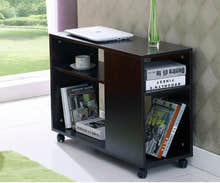 Versatile Sofa Side Table & Magazine Shelf with Casters (Black)