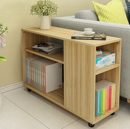 Large Versatile Sofa Side Table & Magazine Shelf with Casters (Oak)