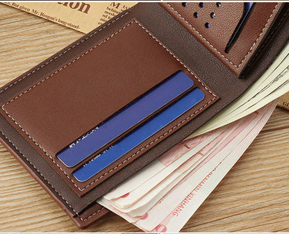 Men's Classic Designer PU Leather Wallet (Navy Blue)