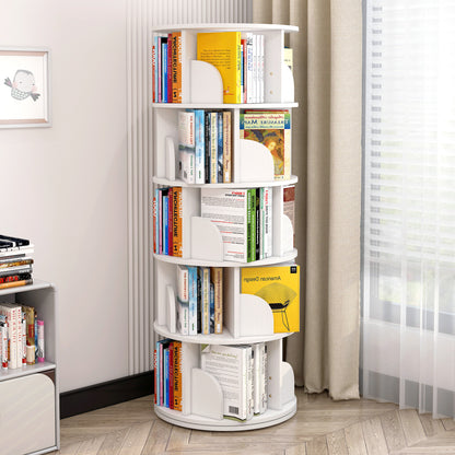 Sanctuary 360-degree Rotating 5 Tier Display Shelf Bookcase Organiser (White)