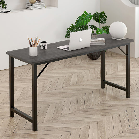 Profile Console Table Wood & Metal Narrow Desk (Driftwood Grey)