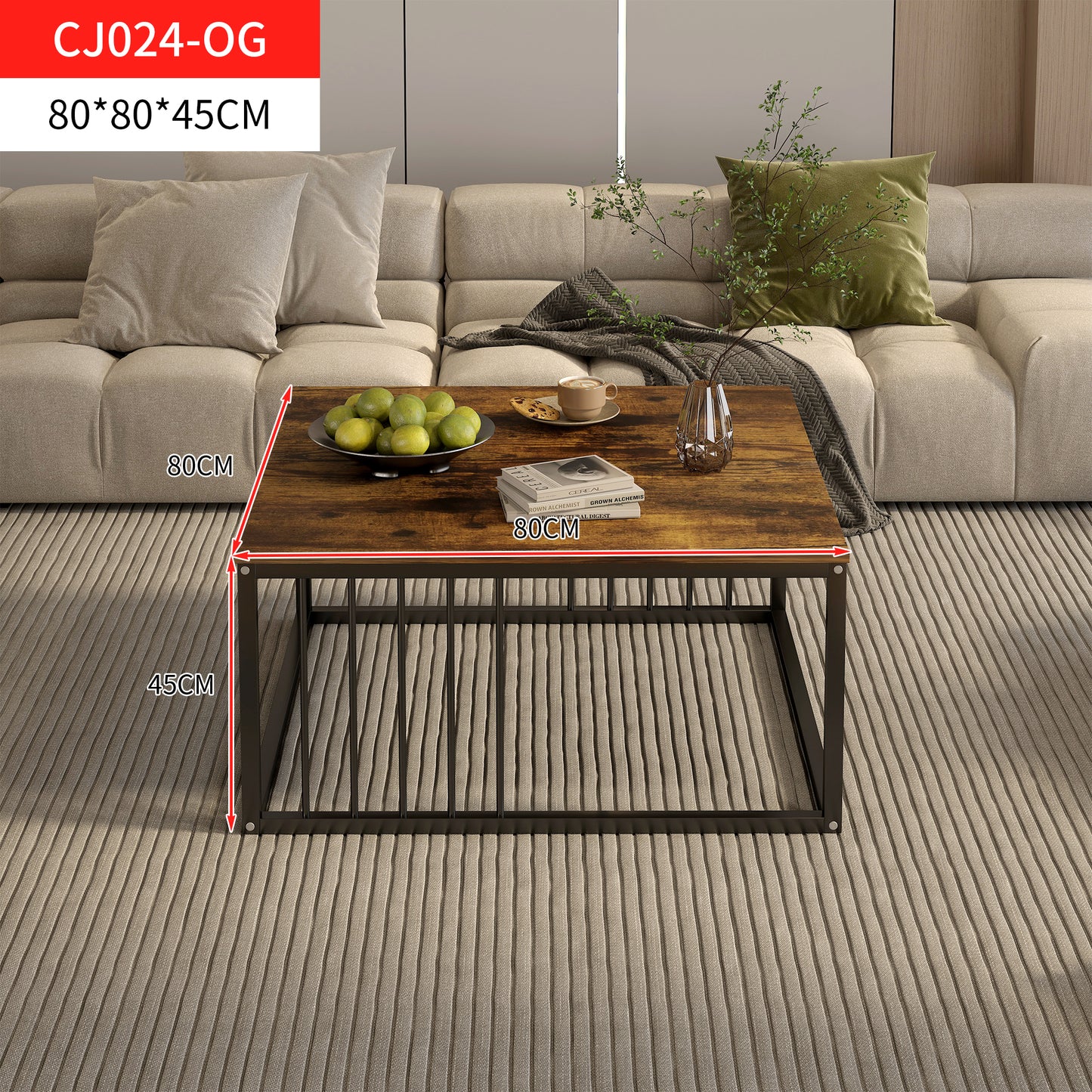 Urban Industrial Modern Rustic Wood and Metal Square Coffee Table
