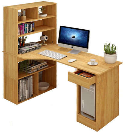 Large Combination Workstation Computer Desk with Storage Shelves (Oak)