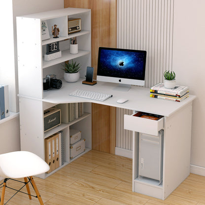 Large Combination Workstation Computer Desk with Storage Shelves (White)