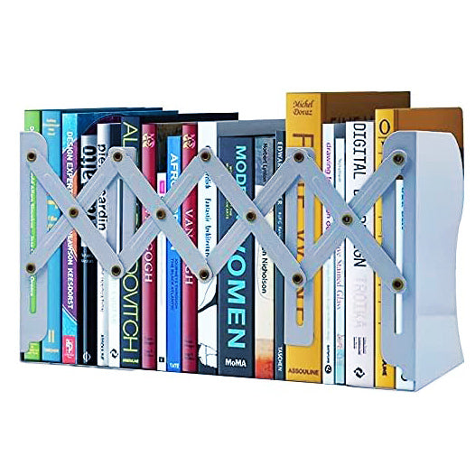 Adjustable Bookend Holder Retractable Book Stand Storage Shelf Unit Office Organiser (Blue)