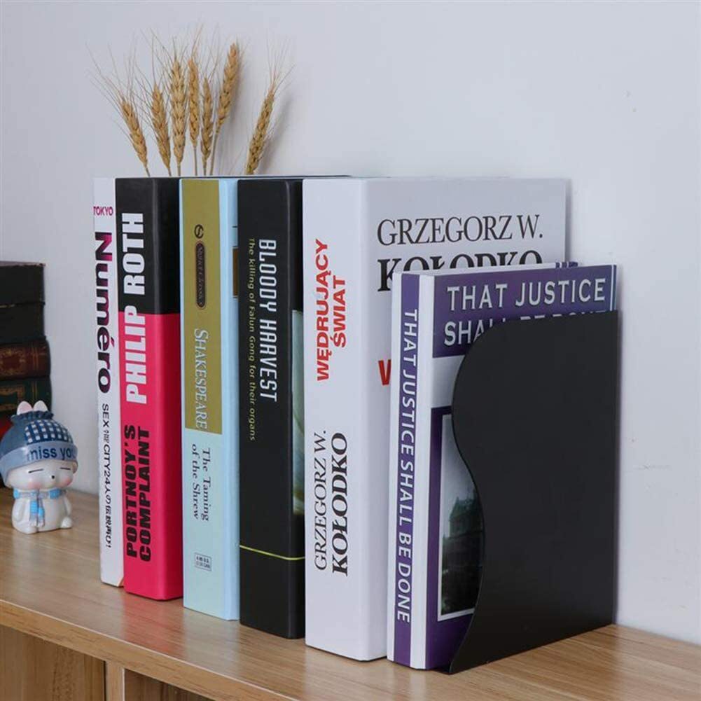 Adjustable Bookend Holder Retractable Book Stand Storage Shelf Unit Office Organiser (Black)