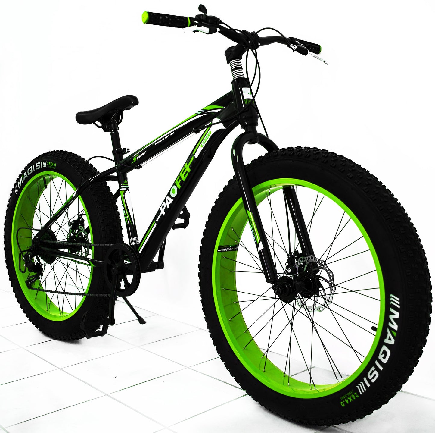 Large Tire Heavy Duty Fat Wheel Mountain Bike (Premium Green & Black Bicycle)