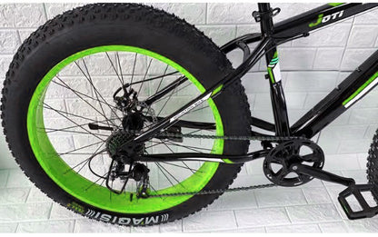 Large Tire Heavy Duty Fat Wheel Mountain Bike (Premium Green & Black Bicycle)