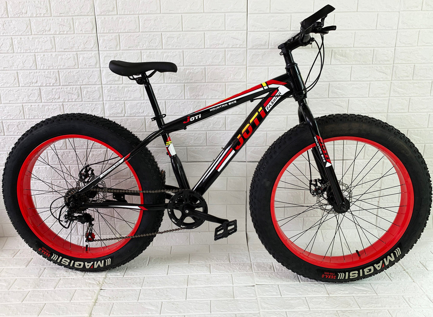 Large Tire Heavy Duty Fat Wheel Mountain Bike (Premium Red & Black Bicycle)