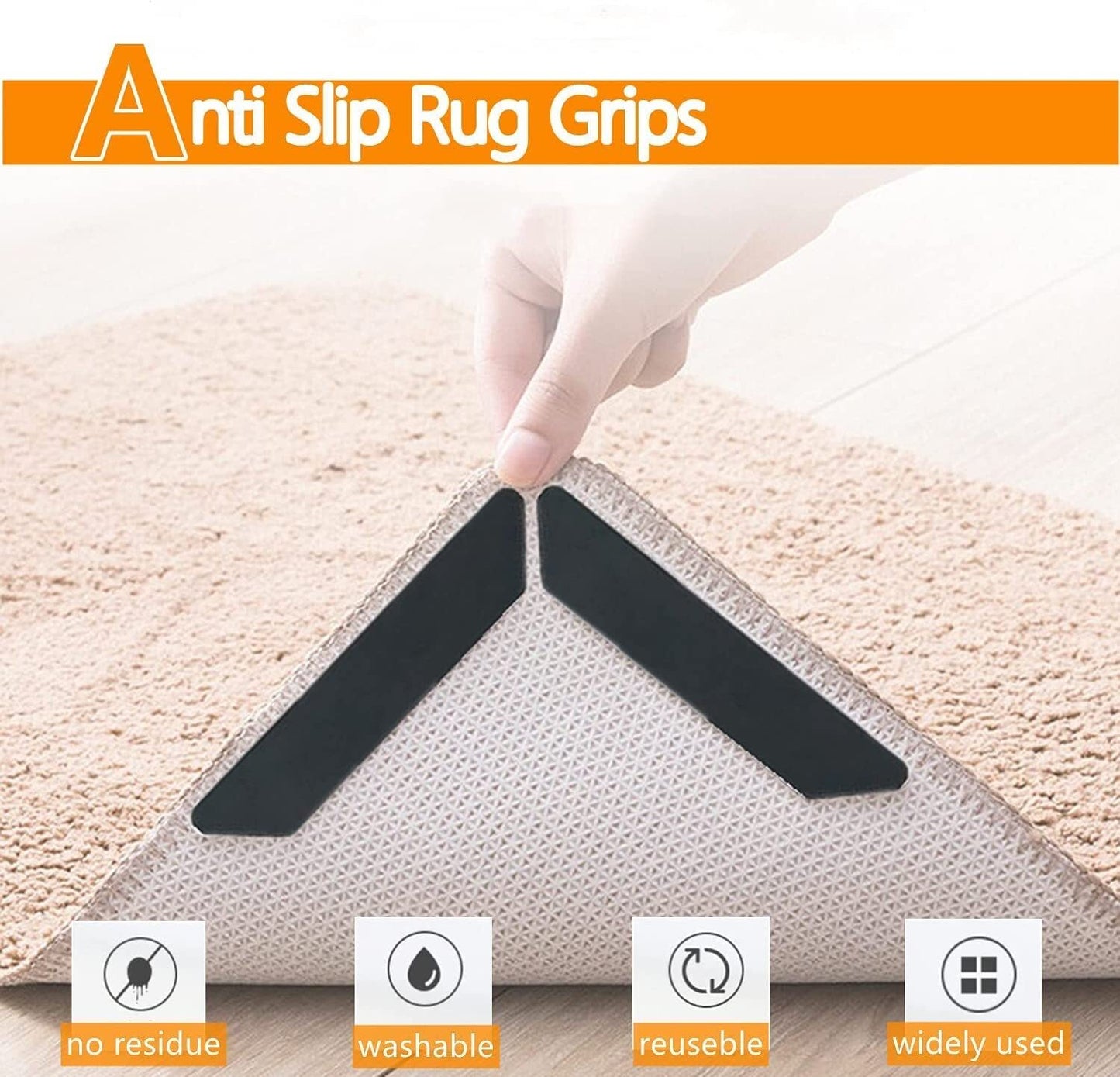 8 PCS Rug Gripper Non-Slip Carpet Grip Floor Pads