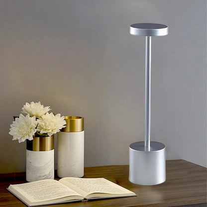 Luxury Designer LED Metal Tall Table Lamp Cordless Touch Sensor Night Light (Silver)