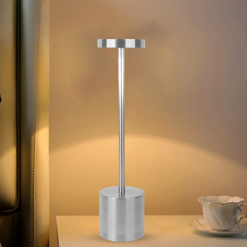 Luxury Designer LED Metal Tall Table Lamp Cordless Touch Sensor Night Light (Silver)