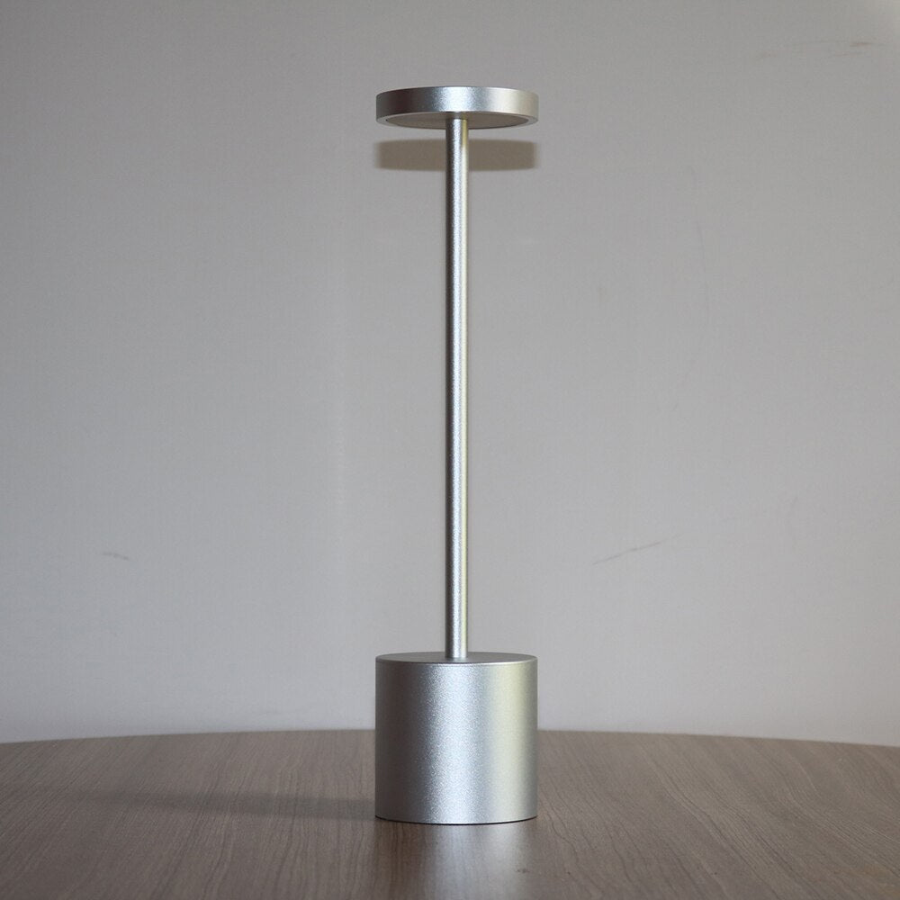 Luxury Designer LED Metal Tall Table Lamp Cordless Touch Sensor Night Light (Silver)