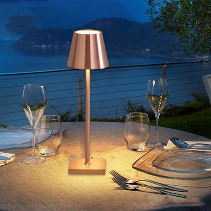 Luxury Designer LED Metal Tall Table Lamp Cordless Touch Sensor Night Light (Rose Gold)