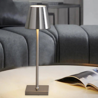 Luxury Designer LED Metal Tall Table Lamp Cordless Touch Sensor Night Light (Silver)