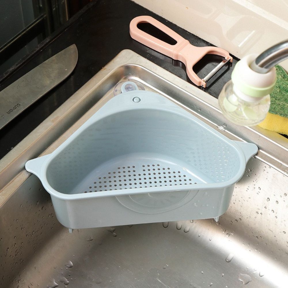 Multifunctional Organizer Sink Storage Rack Kitchen Basket Holder Bathroom Corner Shelf (Blue)