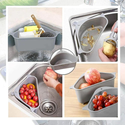 Multifunctional Organizer Sink Storage Rack Kitchen Basket Holder Bathroom Corner Shelf (Grey)