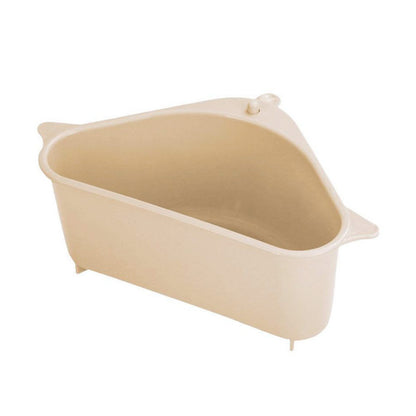 Multifunctional Organizer Sink Storage Rack Kitchen Basket Holder Bathroom Corner Shelf (Cream)